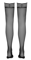 Cottelli Legwear Pończochy samonośne czarne XS pasiaste wykończenie