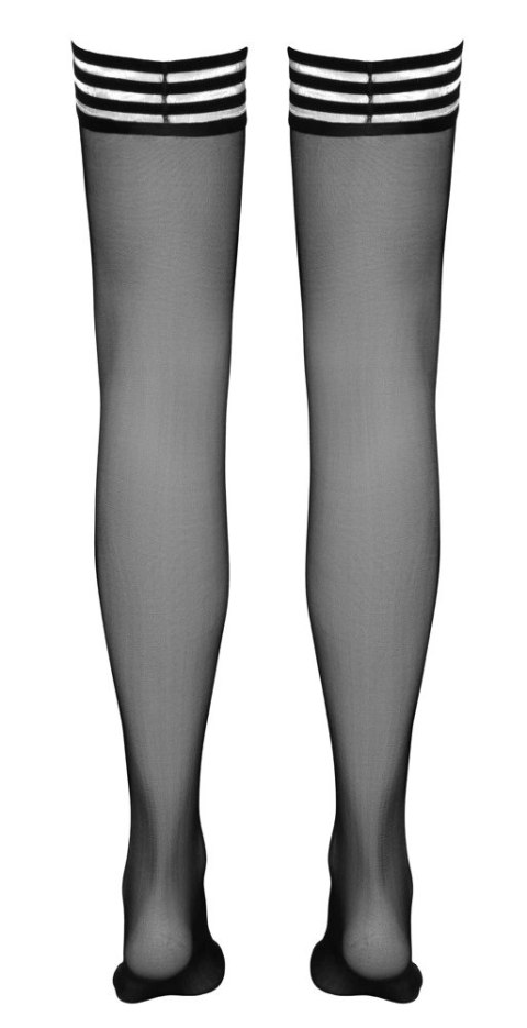 Cottelli Legwear Pończochy samonośne czarne XS pasiaste wykończenie Cottelli Legwear Pończochy samonośne czarne XS pasiaste wykończenie