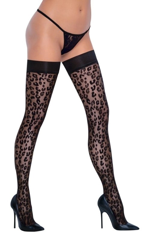 Cottelli Legwear Pończochy samonośne leo czarne silikon 30 den roz. 5 Cottelli Legwear Pończochy samonośne leo czarne silikon 30 den roz. 5