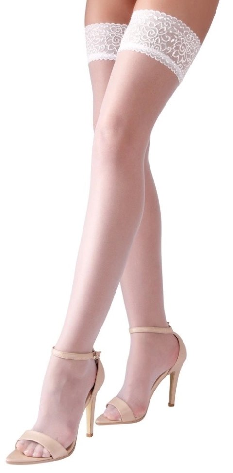 Cottelli Legwear białe pończochy z koronką 17 den S Oeko-Tex Cottelli Legwear białe pończochy z koronką 17 den S Oeko-Tex