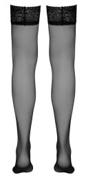 Cottelli Legwear pończochy czarne z koronką i silikonową opaską