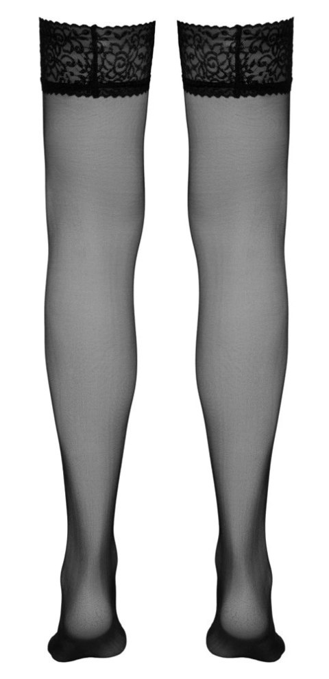 Cottelli Legwear pończochy czarne z koronką i silikonową opaską Cottelli Legwear pończochy czarne z koronką i silikonową opaską