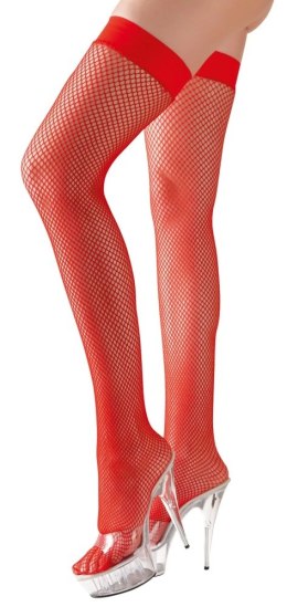 Cottelli Legwear pończochy kabaretki czerwone M z silikonową opaską