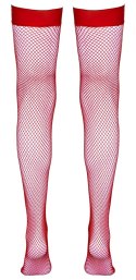 Cottelli Legwear pończochy kabaretki czerwone M z silikonową opaską