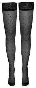 Cottelli Legwear pończochy samonośne czarne z kropeczkami 25 DEN