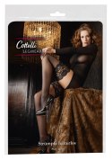 Cottelli Legwear pończochy samonośne z szeroką koronką, czarne, 20 DEN
