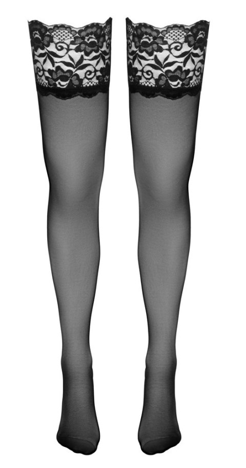 Cottelli Legwear pończochy samonośne z szeroką koronką, czarne, 20 DEN Cottelli Legwear pończochy samonośne z szeroką koronką, czarne, 20 DEN