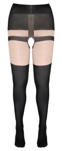 Cottelli Legwear rajstopy z motywem szelek i czerwonymi kokardkami M