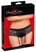 Bad Kitty Strap-On XL z Koronką i Paskami do Pończoch, Czarny