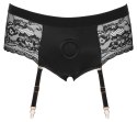 Bad Kitty Strap-On XL z Koronką i Paskami do Pończoch, Czarny