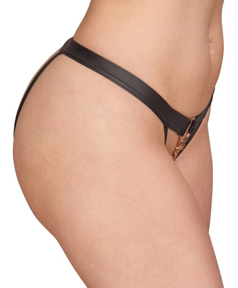 Bad Kitty Stringi czarne ze złotym łańcuszkiem odpinanym S/M Bad Kitty Stringi czarne ze złotym łańcuszkiem odpinanym S/M