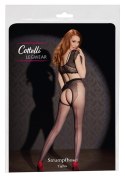 Cottelli CURVES rajstopy czarne z czerwonym szwem, otwarty kroj, 5