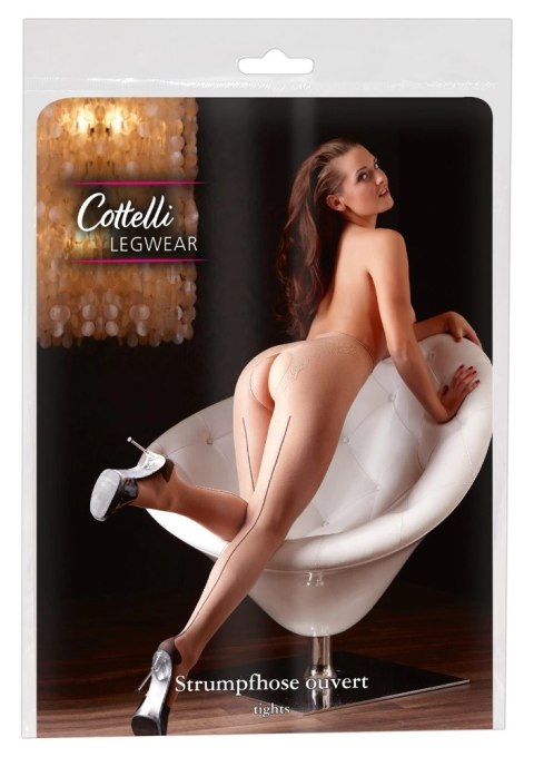 Cottelli LEGWEAR Rajstopy bez krocza beżowe z czarnym szwem 3 Cottelli LEGWEAR Rajstopy bez krocza beżowe z czarnym szwem 3