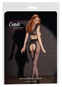 Cottelli LEGWEAR Rajstopy ozdobne czarne z otwartą strefą i szwem 20 den
