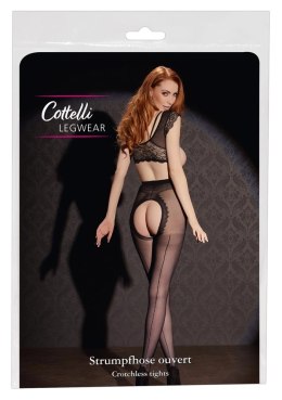 Cottelli LEGWEAR Rajstopy ozdobne czarne z otwartą strefą i szwem 20 den