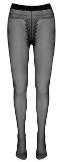 Cottelli LEGWEAR Rajstopy ozdobne czarne z otwartą strefą i szwem 20 den