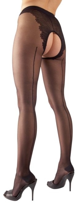 Cottelli LEGWEAR Rajstopy z otwartą strefą i ozdobnym tyłem, czarne 20 den