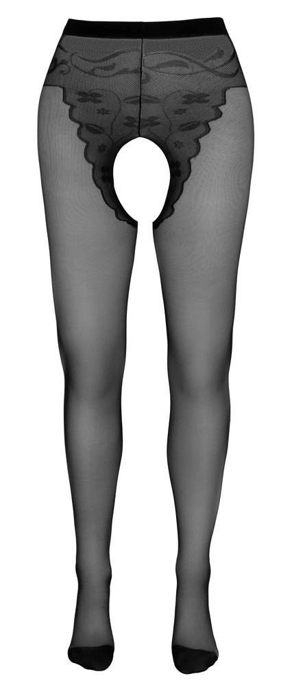 Cottelli LEGWEAR Rajstopy z otwartą strefą i ozdobnym tyłem, czarne 20 den Cottelli LEGWEAR Rajstopy z otwartą strefą i ozdobnym tyłem, czarne 20 den