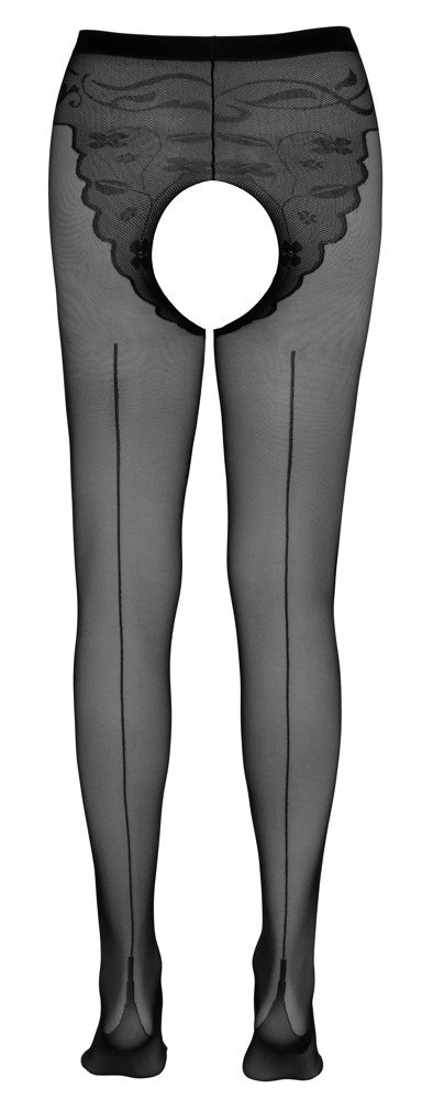 Cottelli LEGWEAR Rajstopy z otwartą strefą i ozdobnym tyłem, czarne 20 den Cottelli LEGWEAR Rajstopy z otwartą strefą i ozdobnym tyłem, czarne 20 den