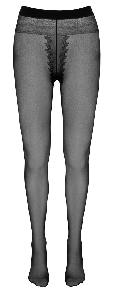 Cottelli LEGWEAR rajstopy czarne z dekoracyjnym szwem, otwarta konstrukcja Cottelli LEGWEAR rajstopy czarne z dekoracyjnym szwem, otwarta konstrukcja
