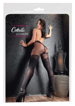 Cottelli LEGWEAR rajstopy czarne z wzorem nad kolano 40/20 den S