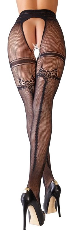 Cottelli LEGWEAR rajstopy siateczkowe z podwiązką czarne 2XL