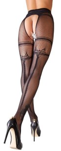 Cottelli LEGWEAR rajstopy siateczkowe z podwiązką czarne 2XL
