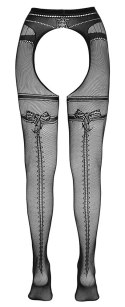 Cottelli LEGWEAR rajstopy siateczkowe z podwiązką czarne 2XL