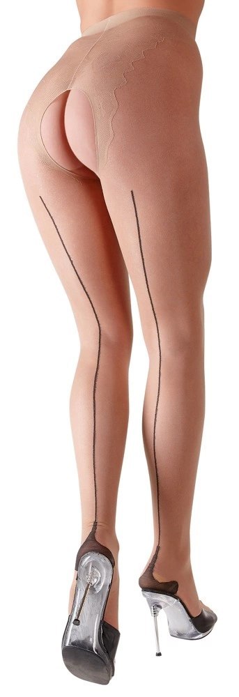 Cottelli Legwear rajstopy beżowe z czarnym szwem z tyłu, model 4, 20 DEN Cottelli Legwear rajstopy beżowe z czarnym szwem z tyłu, model 4, 20 DEN