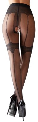 Cottelli Legwear rajstopy czarne szwy ozdobne otwarte kroczem rozm. 3