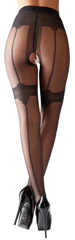 Cottelli Legwear rajstopy czarne szwy ozdobne otwarte kroczem rozm. 3