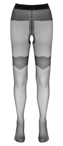 Cottelli Legwear rajstopy czarne szwy ozdobne otwarte kroczem rozm. 3