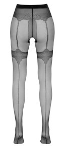 Cottelli Legwear rajstopy czarne szwy ozdobne otwarte kroczem rozm. 3