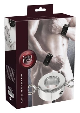 Fetish Collection Kajdanki na ręce + pierścień stalowy, regulowane
