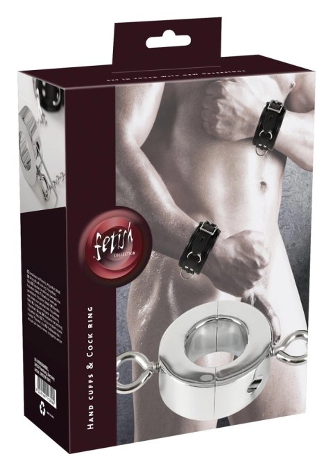 Fetish Collection Kajdanki na ręce + pierścień stalowy, regulowane Fetish Collection Kajdanki na ręce + pierścień stalowy, regulowane