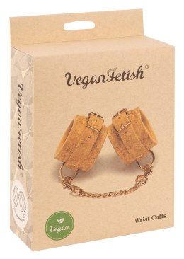 Vegan Fetish Kajdanki korkowe z łańcuszkiem, złote elementy, regulowane