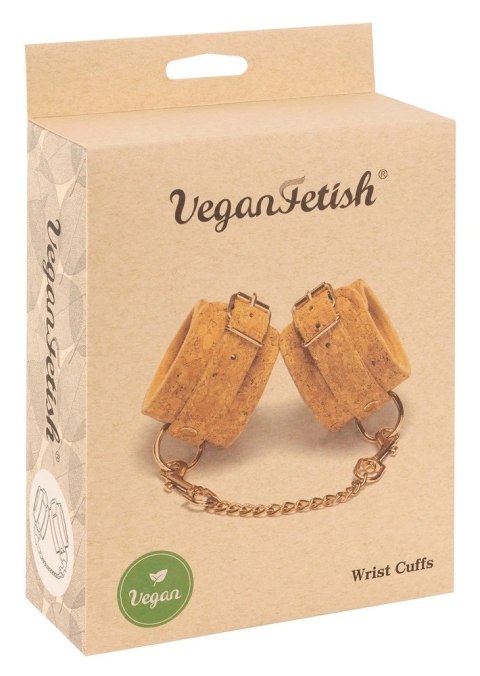 Vegan Fetish Kajdanki korkowe z łańcuszkiem, złote elementy, regulowane Vegan Fetish Kajdanki korkowe z łańcuszkiem, złote elementy, regulowane