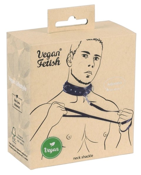 Vegan Fetish Kołnierz z Regulacją i Smyczą, Skorzany Styl, Czarny