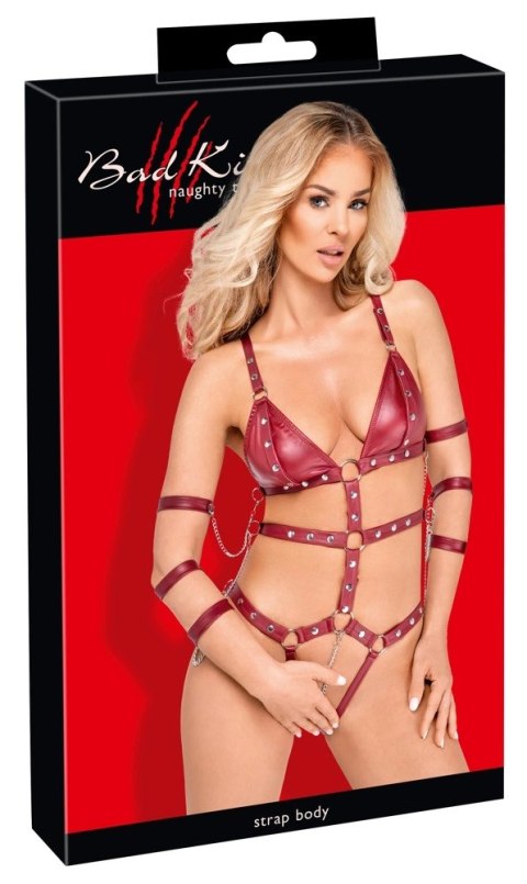 Bad Kitty Body z Paseczkow Czerwone L, otwarte miseczki, regulowane Bad Kitty Body z Paseczkow Czerwone L, otwarte miseczki, regulowane