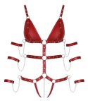 Bad Kitty Body z Paseczkow Czerwone L, otwarte miseczki, regulowane