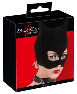 Bad Kitty Maska Kocia Głowa Nubukowy Czarny PU Otwory na Oczy i Usta