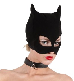 Bad Kitty Maska Kocia Głowa Nubukowy Czarny PU Otwory na Oczy i Usta
