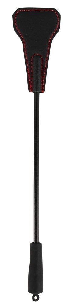 Bad Kitty czarny bat z łopatką, dwustronny, 25 cm, czerwone przeszycia