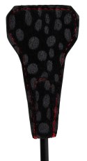 Bad Kitty czarny bat z łopatką, dwustronny, 25 cm, czerwone przeszycia