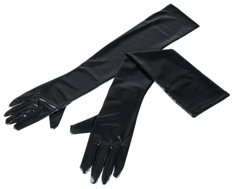 Cottelli Accessories Długie Rękawiczki Wet Look Czarny S-L Cottelli Accessories Długie Rękawiczki Wet Look Czarny S-L