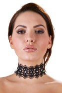 Cottelli Accessories naszyjnik czarny haftowany z perełkami i dżetami 36cm