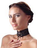 Cottelli Accessories naszyjnik koronkowy czarny z satynową tasiemką 32 cm