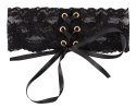 Cottelli Accessories naszyjnik koronkowy czarny z satynową tasiemką 32 cm