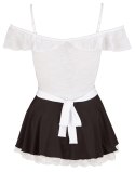 Cottelli Costumes Kostium Pokojowki S czarno-biały koronka