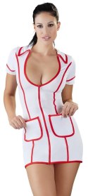 Cottelli Costumes Sukienka Pielęgniarki S, biało-czerwona, z kieszeniami